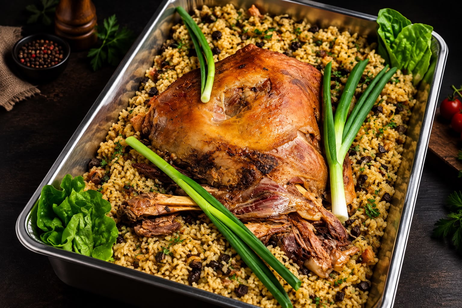 Roast lamb shoulder with traditional drob sarma