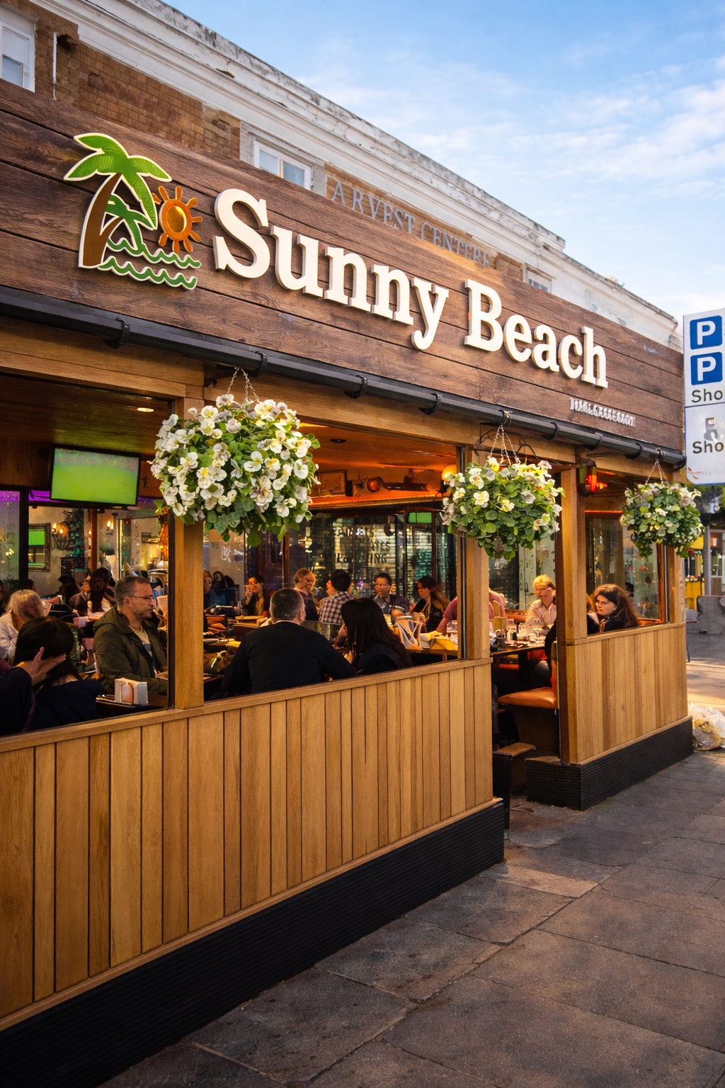 Sunny Beach Restaurant exterior and terrace during the day
