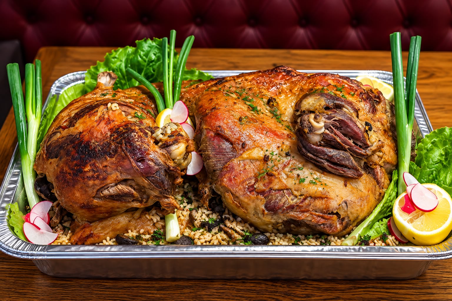 Whole roast lamb prepared by Sunny Beach Restaurant